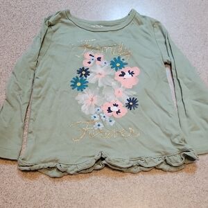 Carter's Olive Long Sleeve Tee with Floral Print SIZE 3T